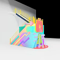 Colorful Playground Slide With Vibrant Cartoon Elements And Creative Fun Design 3d model