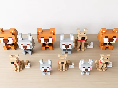 Modern Ornaments Carton Animal Pet Ornaments Jewelry Combination Creative Children Cartoon Puppy Ornaments Combination 3d model