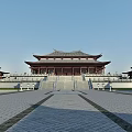 Ancient Chinese Architecture With Classic Eaves Stone Steps And Symmetric Courtyard