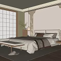 Traditional Tea Room Interior With Wooden Furniture And Zen Decorative Plants