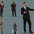 Business Men In Suits With Various Standing And Sitting Poses