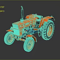 Classic Orange Tractor With Black Wheels And Retro Design Features