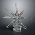 Industrial Windmill Equipment With Metal Blades And Structural Frame Design 3d model