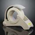 Beige Tape Dispenser With Clear Tape Roll And Ergonomic Grip Design
