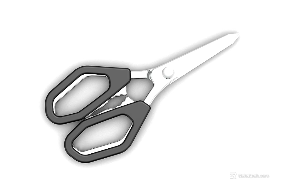 Black Handle Stainless Steel Scissors Ideal for Office and Home Tasks 3d model 