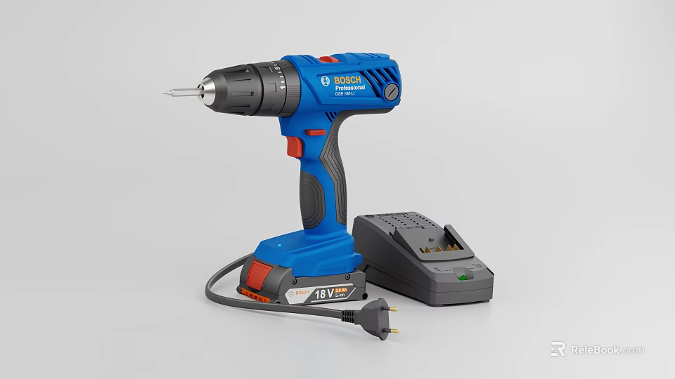 Blue Cordless Electric Drill With Charger For Home DIY And Repair Projects 3d model 
