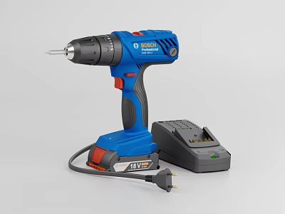 Blue Cordless Electric Drill With Charger For Home DIY And Repair Projects 3d model