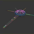 Metallic Circular Structure With Extended Arms 3D Engineering Model Design