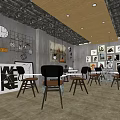Modern Public Office Space With Industrial Style Desks Chairs Wooden Ceiling And Artwork