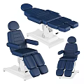 White And Blue Medical Equipment Set With Treatment Bed Cabinet Sink Trolley And Chairs