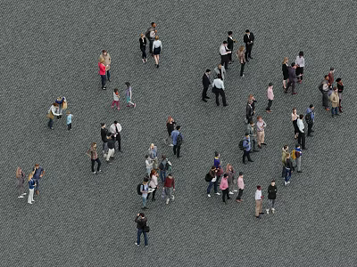 Group of People Casually Gathered on Gray Outdoor Ground Surface 3d model