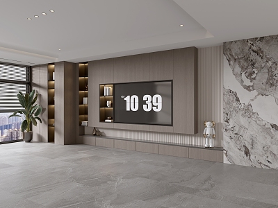 Modern Italian Living Room Light Luxury TV Background Wall Full Wall TV Cabinet Marble Background Wall 3d model