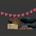 Cheerful Household Items With Heart Bunting Cake Slices And Hot Pot Bowls