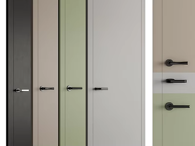Stylish Hinged Doors In Multiple Colors With Black Door Handles For Home Interiors 3d model