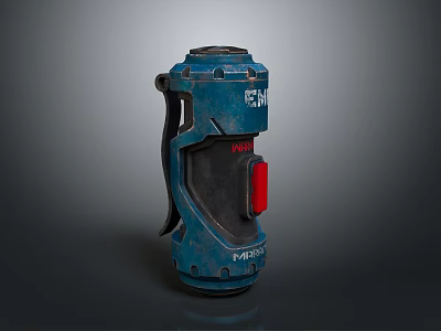 Futuristic Blue Handheld Weapon With Red Component And Tactical Metallic Design 3d model