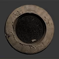 Ancient Clay Pottery Jar With Broken Rim And Decorative Carvings