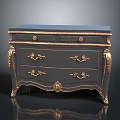Classic Dark Gray Entryway Console Table with Gold Carved Handles and Ornate Drawer Design