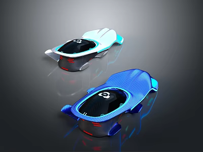 Futuristic Concept Cars With Sleek Design White And Blue Colors Glowing Accents 3d model