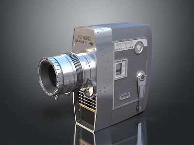 Vintage SANKYO 550 Digital Movie Camera With Silver Gray Body Lens And Control Knobs 3d model