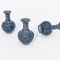 Three Traditional Ceramic Vases With Intricate Blue And White Patterns