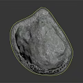 Natural Gray Stone With Rough Textured Surface And Mossy Patches On Base