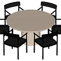 Dining Table and Chair Combination Middle Style Dining Table and Chair Combination Round Table 3d model
