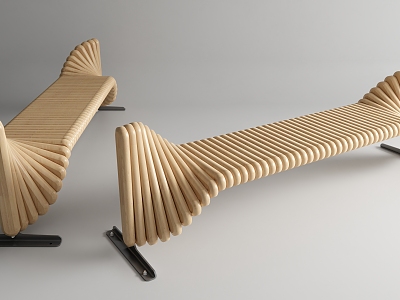 modern public chair curved shaped bench model