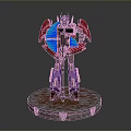 Optimus Prime Transformer Model Featuring Blue Red Armor Circular Base And Glowing Blue Elements 3d model