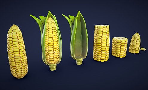 Cartoon Corn Bun Stylized Corn Low-poly Corn Crops Grain 3d model