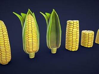 Cartoon Corn Bun Stylized Corn Low-poly Corn Crops Grain 3d model