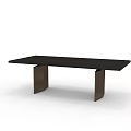 Modern Rectangular Dining Table with Wooden Top and Metal Legs Design 3d model