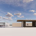 Contemporary Pergola Design For Outdoor Space With Blue Sky And Clouds