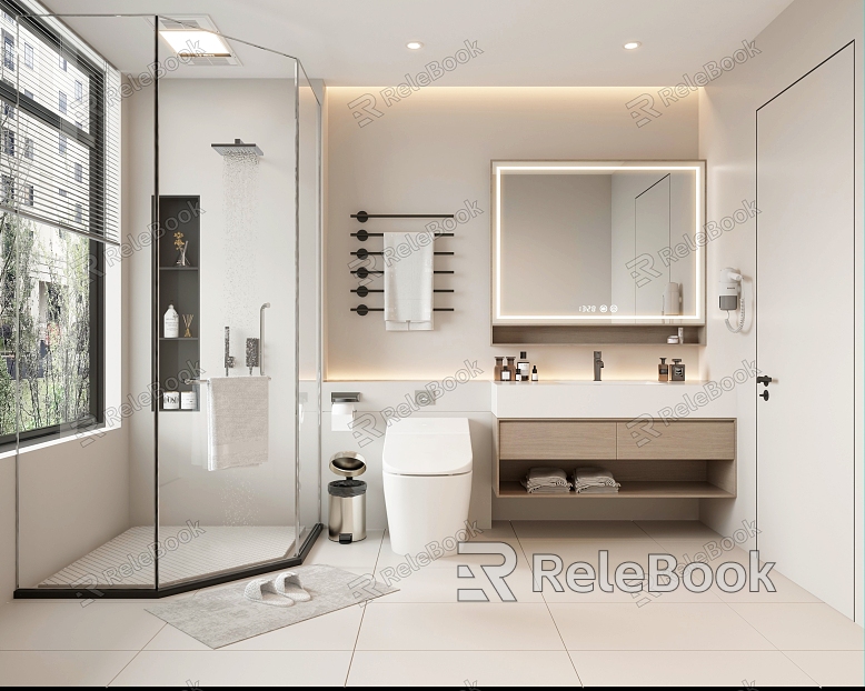 Modern Toilet Toilet Shower Bathroom Cabinet Bathroom Cabinet Mirror Toilet Shower model