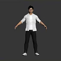 Man Wearing White Shirt Black Pants White Shoes And Glasses Standing With Arms Outstretched