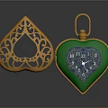 Elegant Gold Filigree Teardrop And Heart Shaped Green Gemstone Fashion Accessories