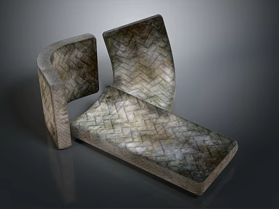 Modern Woven Lounge Chair With Two Backrests And Seat Cushion 3d model