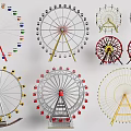 Children's Play Area Featuring Various Colorful Ferris Wheels And Play Structures