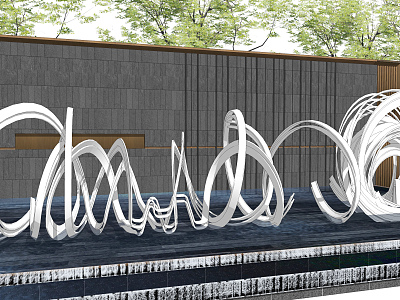 Modern city sculpture curve abstract sculpture landscape sketch streamer landscape wall model