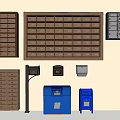 Commercial Equipment Featuring Mailboxes Lockers And Storage Units With Multiple Compartments 3d model