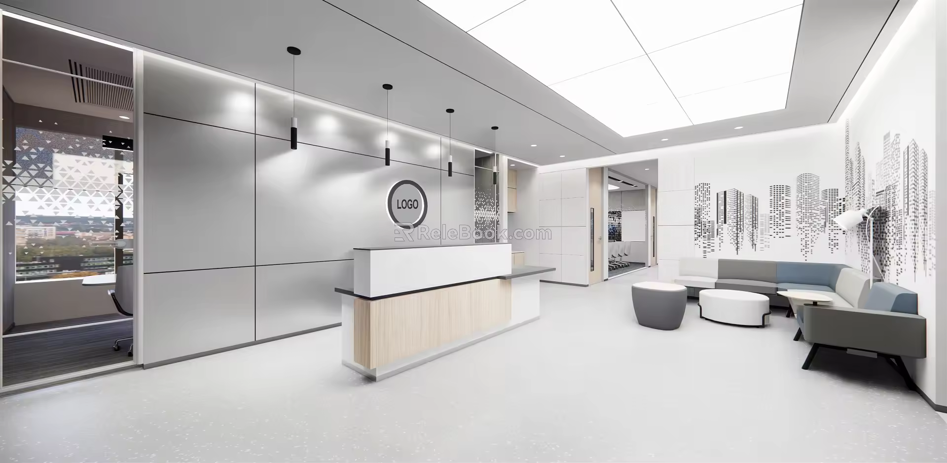 Modern Front Desk Reception Area 3d model