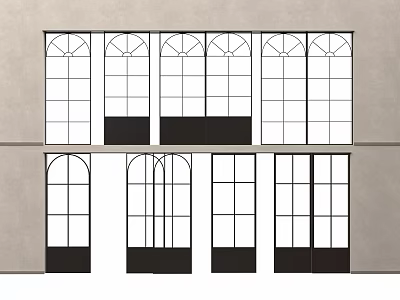 Modern Sliding Doors With Arched Glass Panels And Sleek Frame Design For Architecture 3d model