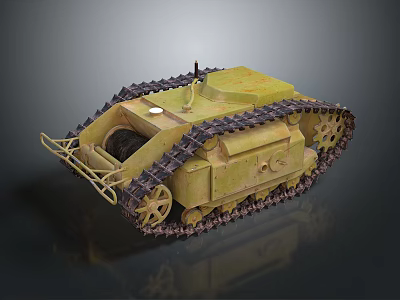 Vintage Military Tank Yellow Body With Black Tracks And Metal Texture 3d model