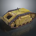 Vintage Military Tank Yellow Body With Black Tracks And Metal Texture