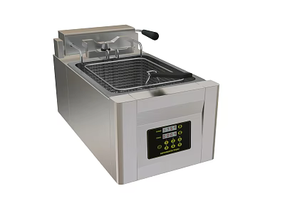 Commercial Kitchen Stainless Steel Deep Fryer With Digital Control Panel And Frying Basket 3d model