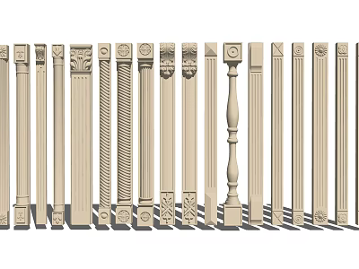 Elegant Classical Roman Columns With Various Intricate Carved Details And Styles 3d model