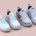 Stylish White Sneakers With Colorful Accents And Unique Pattern Designs For Casual Daily Wear