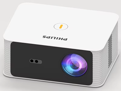 Saitnha White Compact Projector With Modern Design Colorful Lens For Home Entertainment 3d model