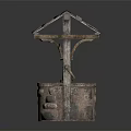 Traditional Garden Ornament With Wooden Roof Stone Well Body And Handle Design