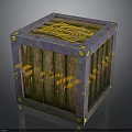 Wooden Crate With Metal Corners Yellow Top Pattern And Orange Side Text