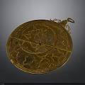 Ancient Ornate Brass Sundial With Intricate Carved Patterns And Circular Design